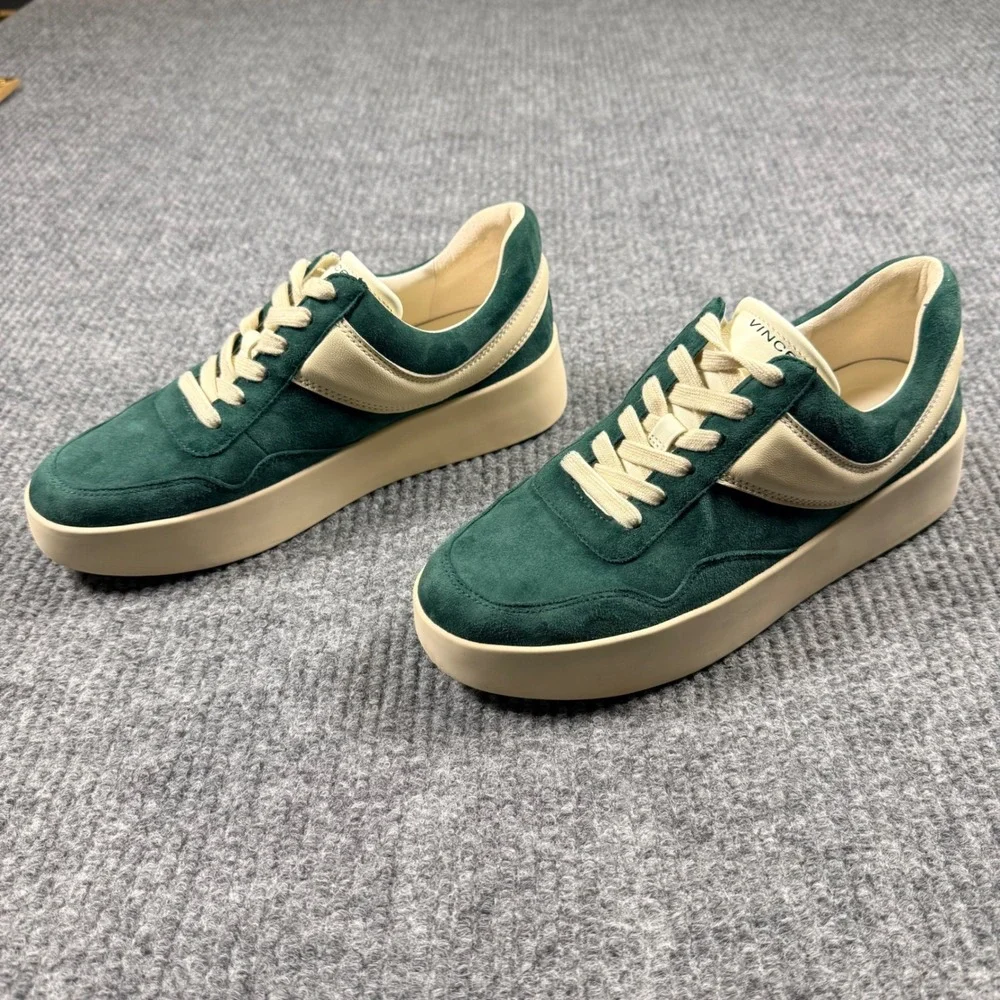 Vince Warren Court Sneakers Womens 8 Palm Leaf Green Suede Leather Platform